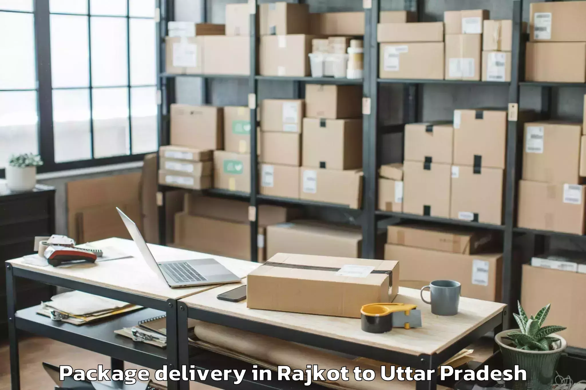 Easy Rajkot to Mjp Rohilkhand University Bare Package Delivery Booking